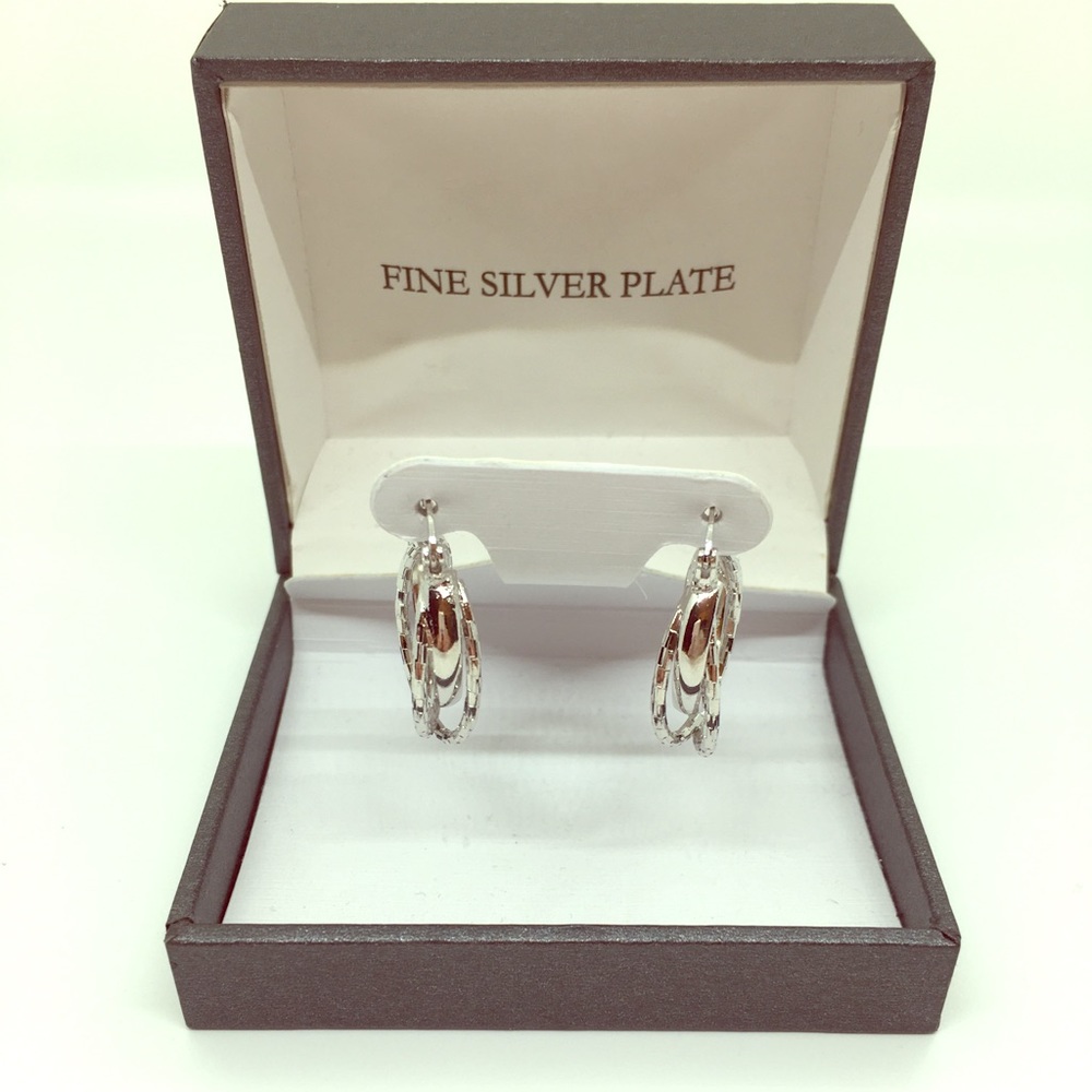 Silver Plate Hoop Earrings